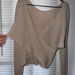 Pink Rose Taupe V-Neck Wrap Sweater